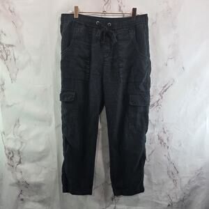 Anthropologie Pants Womens XS Black Linen Crop Sanctuary Jogger Drawstring